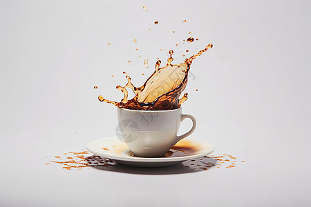 咖啡杯中飞溅的咖啡液体图片