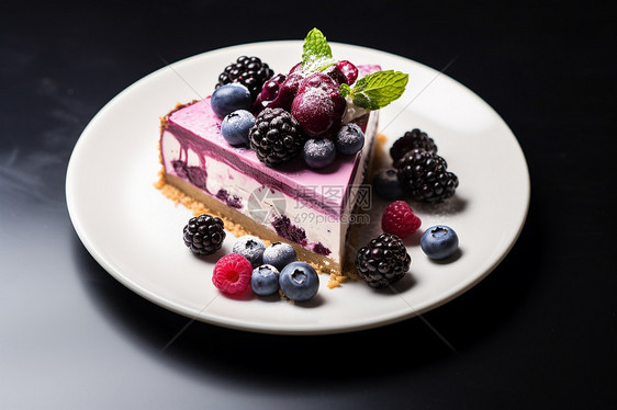 新鲜制作的蓝莓蛋糕图片