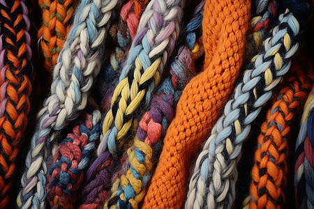 多种色彩的针织围巾图片