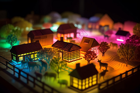 五彩斑斓的小镇房屋建筑图片