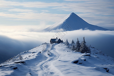 冬季白雪皑皑的山脉图片