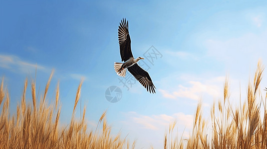 田野上飞翔的秃鹰图片
