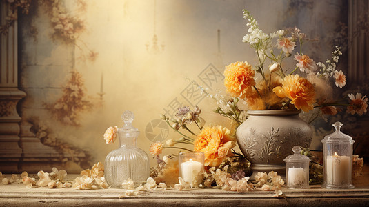 欧式古典花瓶装饰背景图片