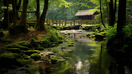 夏季生机勃勃的山林景观图片