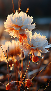 户外雨后的雪绒花背景图片