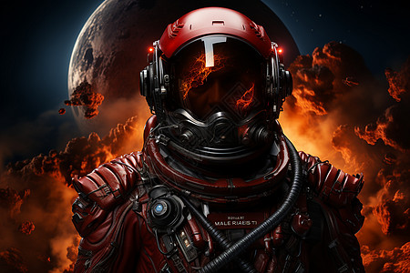 火星漫游的宇航员背景图片