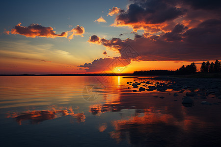 湖上的日落图片