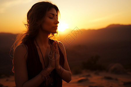 祈祷的女子图片