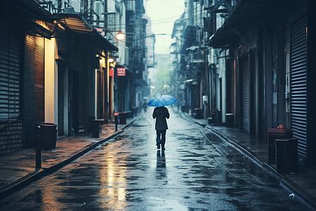 雨中独行街道肃穆高清图片
