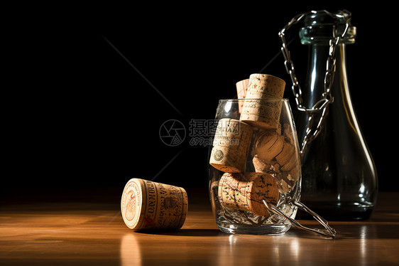 木制瓶中的葡萄酒图片