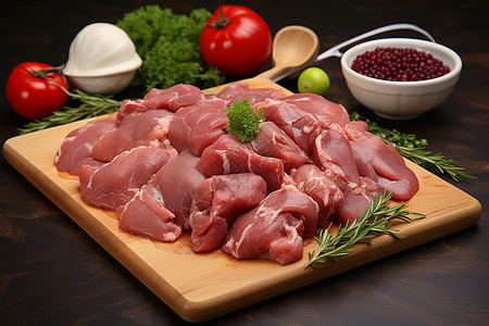 新鲜切割的猪肉食材图片