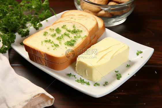 美味的黄油面包图片