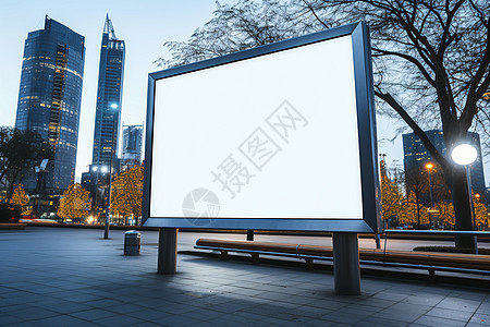 城市广场上的空白广告牌图片