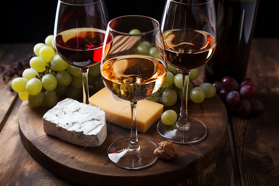 美味奶酪与葡萄酒图片