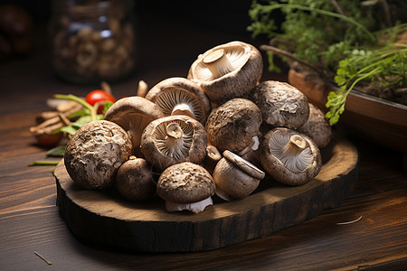 新鲜采摘的蘑菇图片