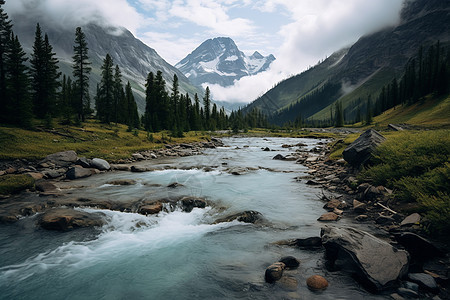 美丽的山间森林湖泊景观图片