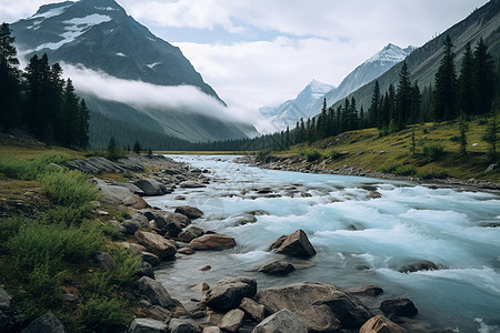 夏季山间湖泊的美丽景观图片