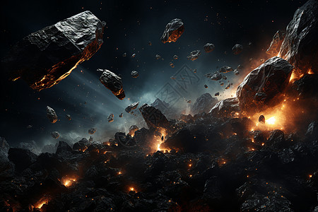 破裂的太空陨石背景图片