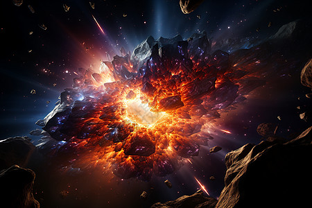 太空中的陨石爆炸图片