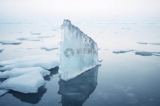 冰湖上浮动的大冰川图片