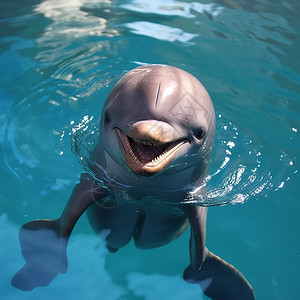 海豚在水中微笑图片