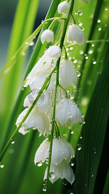 雨中的铃兰花图片