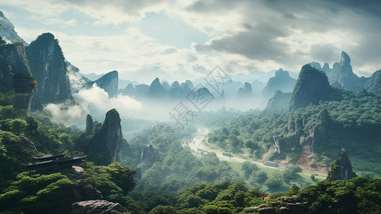 壮观震撼的山间风景图片