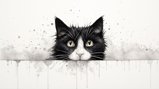 创意艺术的猫咪手绘插图图片