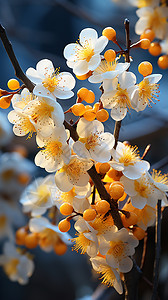 花园中盛开的美丽腊梅花背景图片