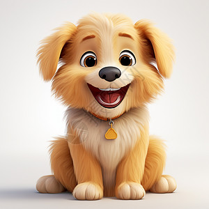 3D可爱的卡通小狗背景图片
