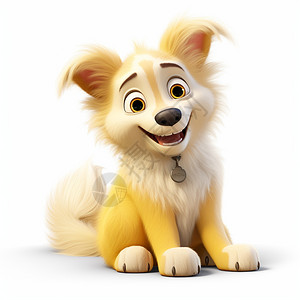 黄色皮毛的卡通小狗背景图片