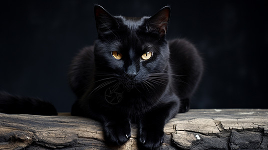 黑色皮毛的宠物猫咪图片
