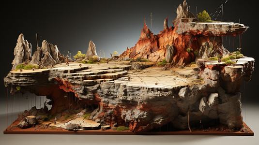 火山岩石地质分层模型图片