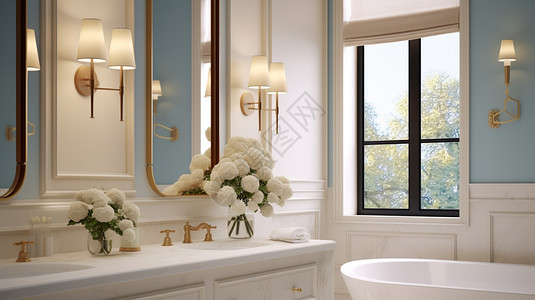 经典色调的浴室装潢背景图片