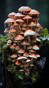丛林中生长的蘑菇图片