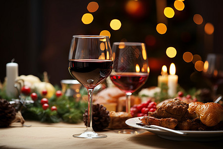 圣诞夜美食盛宴背景图片