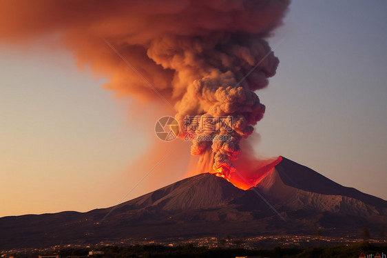 火山喷发的场景图片