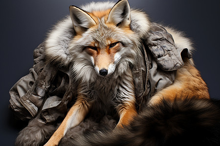 狐狸披着毯子图片