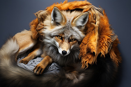 围着皮草的狐狸图片