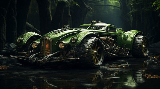 丛林中的老式汽车图片