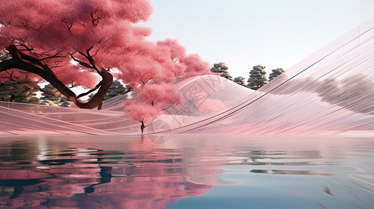 3D创意艺术的粉红色背景图片
