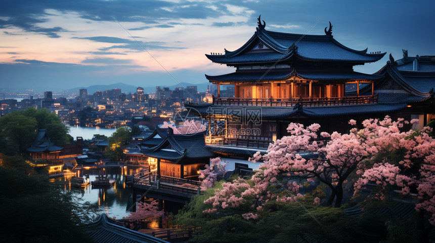 城市中历史悠久的古代建筑插画图片下载-正版图片600579196-摄图网