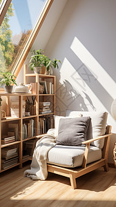 舒适阳光下明亮的书房装潢设计图片