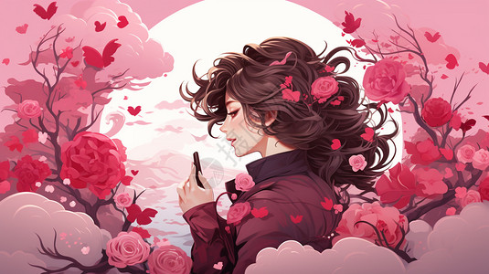 浪漫的粉色系梅花创意背景背景图片