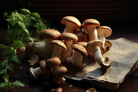 厨房的新鲜蘑菇图片