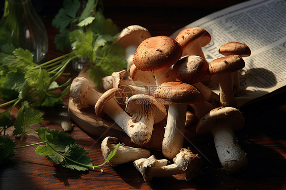 厨房的野生蘑菇图片