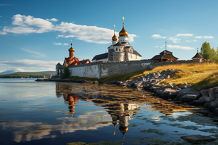 湖畔的修道院图片
