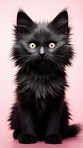 卡通的黑色小猫图标背景图片