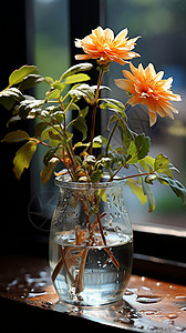 透明小花素材花瓶中盛开的小花背景