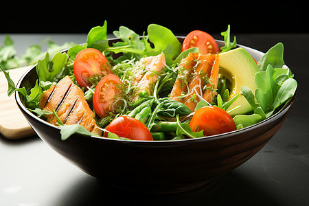 营养健康的三文鱼沙拉图片